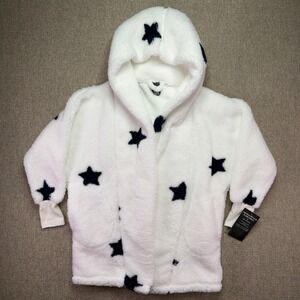 Jill Martin The Best Lounger In The World White Star Faux Fur Hoodie XS/S NWT
